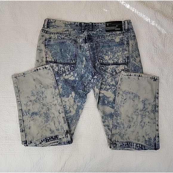 True Rock Jeans Mens 36 Blue Stonewashed Distressed Grunge Measures 38x32 Moto - Picture 2 of 8